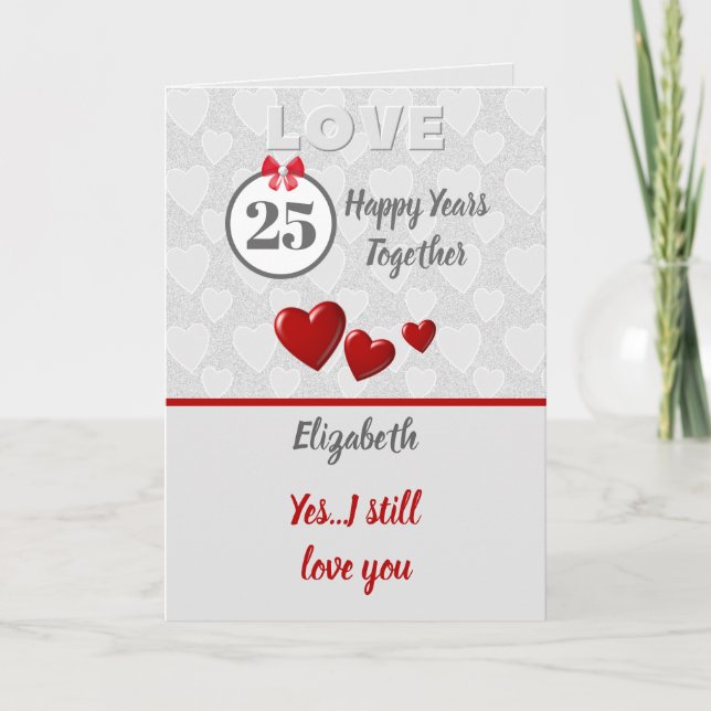 Carte Anniversaire mariage 25e Argent 25 ans (Devant)