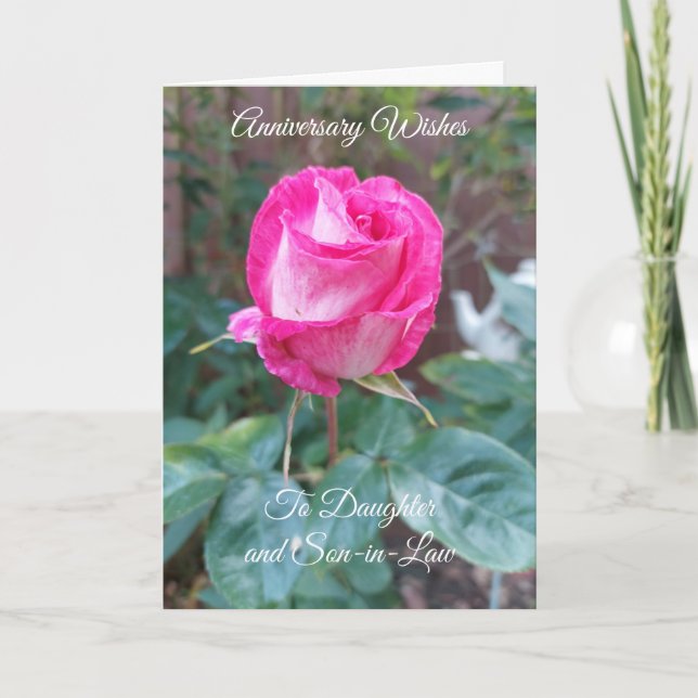 Carte Anniversaire Mariage De La Fille Rose Et Du Mari (Devant)