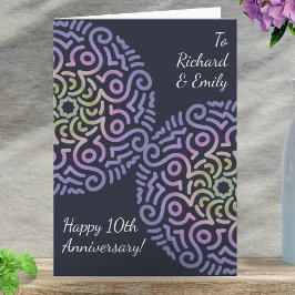Carte Anniversaire Mariage de l'élégant Boho bleu marine