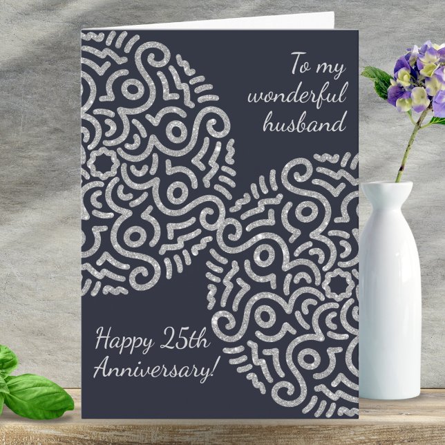 Carte Anniversaire Mariage en argent de la marine (Have this opportunity to show love to your husband with this anniversary card.)