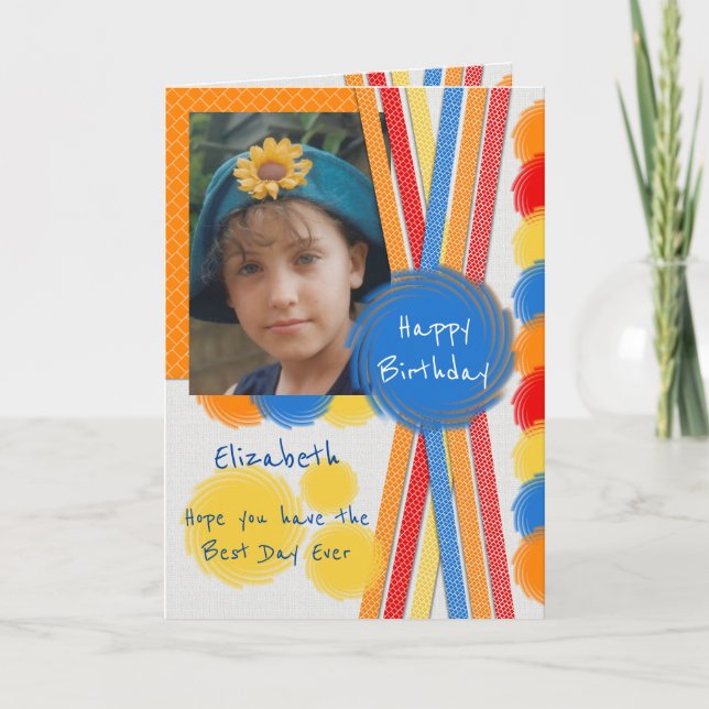 Carte Anniversaire meilleur jour jamais avec photo et no (Devant)