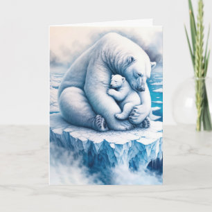 Carte Anniversaire Mère Ours Polaire Avec Son Cube