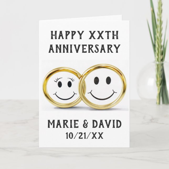 Carte Anniversaire mignon Cartoon Or Mariages Cercles (Devant)