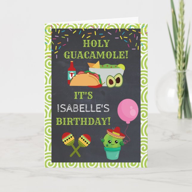 Carte Anniversaire mignon de cactus de guacamole saint (Devant)