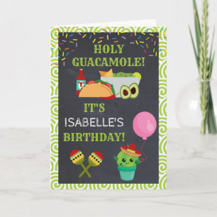 Carte Anniversaire mignon de cactus de guacamole saint