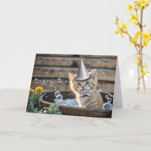 Carte Anniversaire Mignonne Gingembre Jaune Orange Kitte