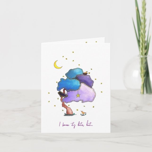 Carte Anniversaire Mignonne Nuit Illustré (Devant)