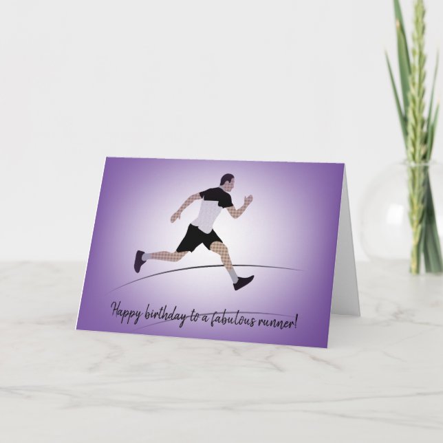 Carte Anniversaire mince de coureur de garçon (Devant)