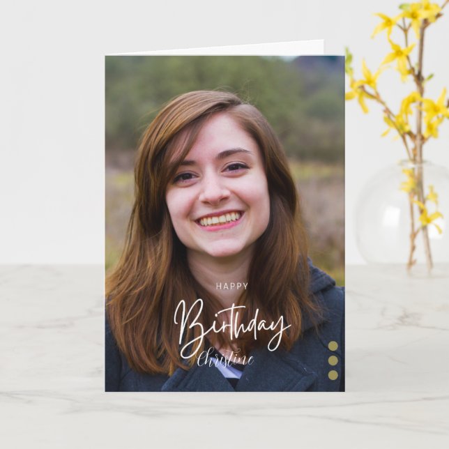 Carte Anniversaire minimaliste moderne personnalisé (Fleur jaune)