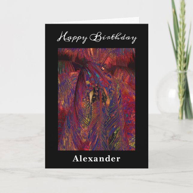 Carte Anniversaire Moderne Coloré Cocotier Arbre Tropica (Devant)