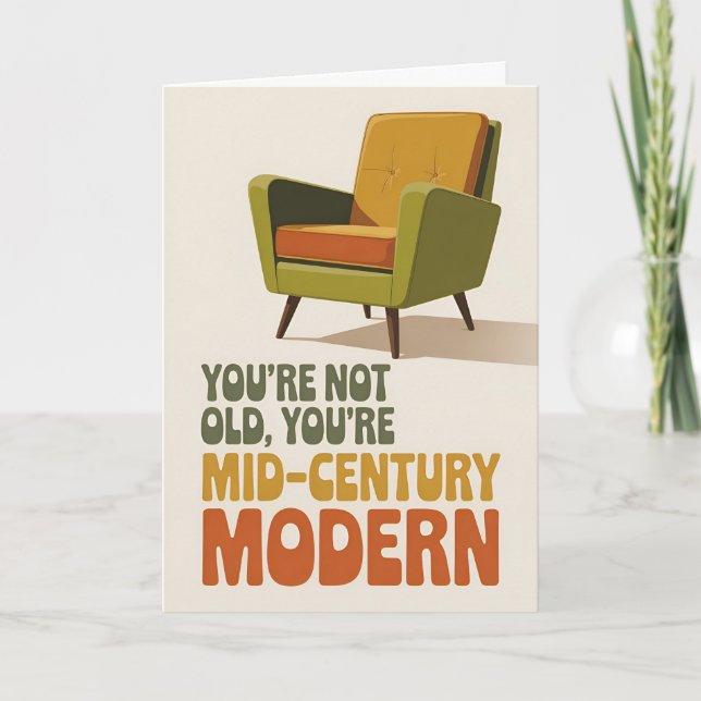 Carte Anniversaire Moderne Du Milieu Du Siècle Drôle (Devant)