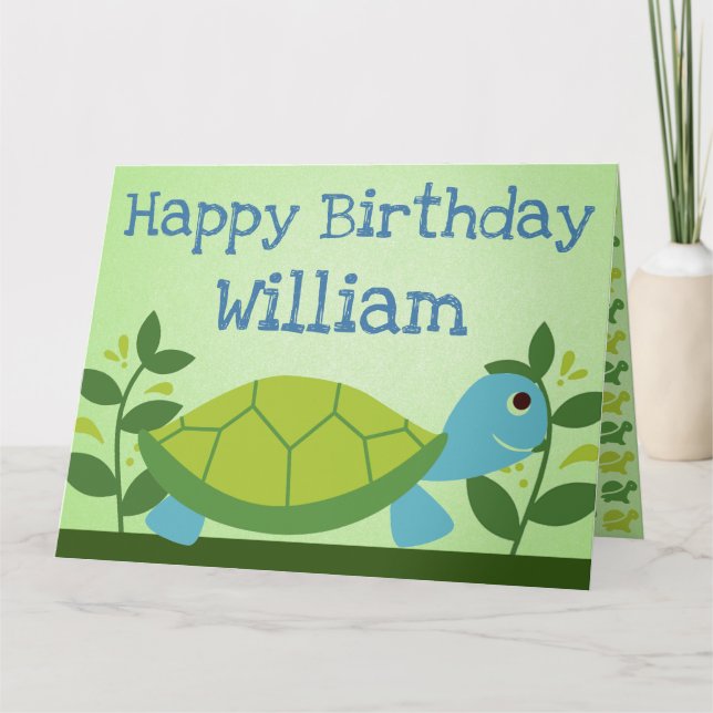 Carte Anniversaire modifiable de la tortue (Devant)