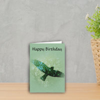 Anniversaire montant de corneille d'oiseau vert