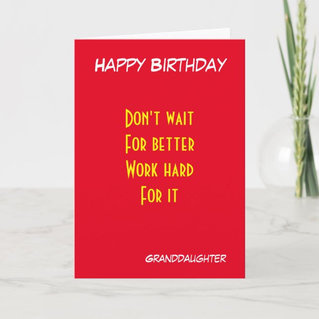 Carte anniversaire motivant de petite-fille (Devant)