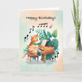 Carte Anniversaire Musical Chat Jouer Piano