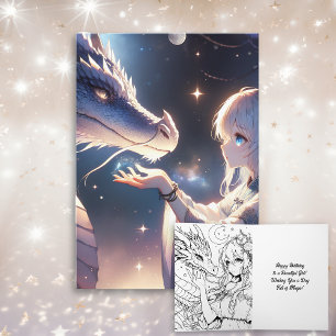Carte Anniversaire mystique de l'Anime Girl et de son Dr