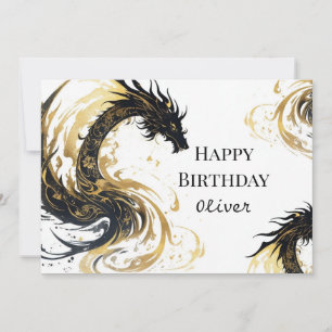 Carte Anniversaire mythique du dragon aquarelle
