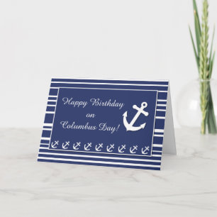 Carte Anniversaire nautique le jour de Columbus, Ancre, 