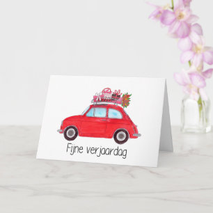 Carte Anniversaire néerlandais Retro Fiat 500