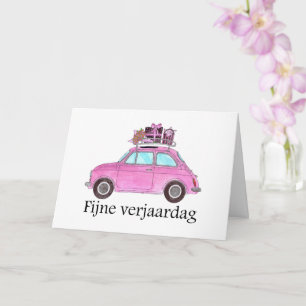 Carte Anniversaire néerlandais Retro Fiat 500