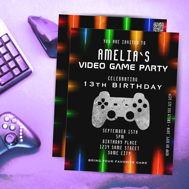 Carte Anniversaire Neon Gaming du contrôleur de je (Créateur téléchargé)