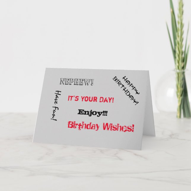 Carte Anniversaire, Nephew, des mots pour un père. (Devant)