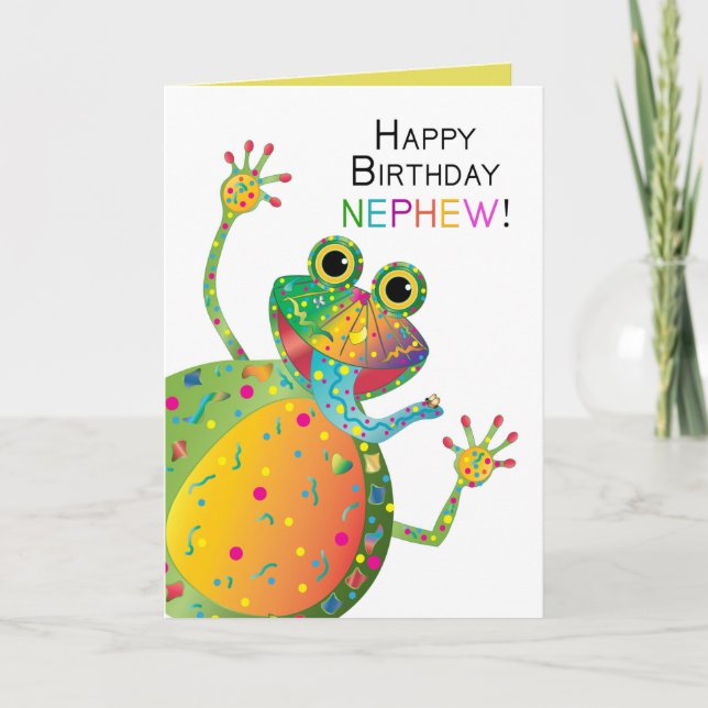 Carte Anniversaire, Nephew, Frog, Collection Kaleidoscop (Devant)