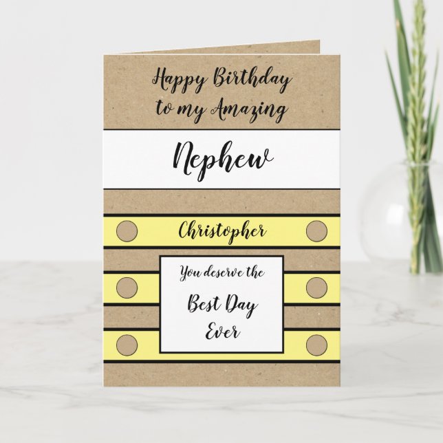 Carte Anniversaire Nephew meilleur jour jamais jaune rus (Devant)