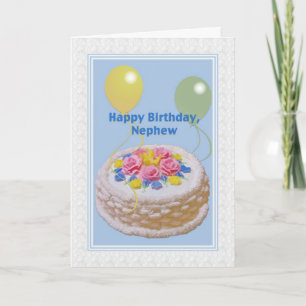 Carte Anniversaire, neveu, gâteau et ballons