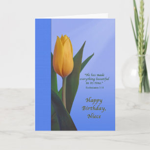 Carte Anniversaire, Nièce, Fleur de tulipe dorée