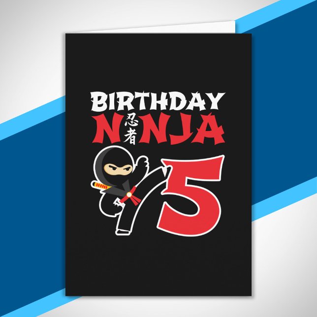 Carte Anniversaire Ninja Enfant - Thème de fête pour 5 a (Créateur téléchargé)