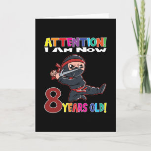 Carte Anniversaire Ninja Je suis maintenant âgé de 8 ans