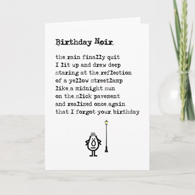Carte Anniversaire Noir - un poème d'anniversaire tardif (Devant)