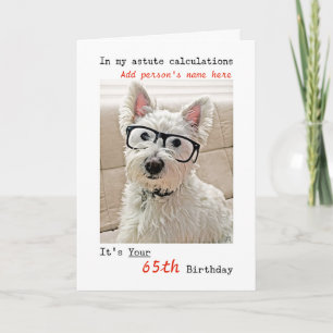 Carte Anniversaire, nom et âge, chien Westie