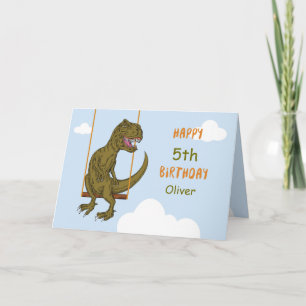 Carte Anniversaire Nom personnalisé, âge Dinosaure perso
