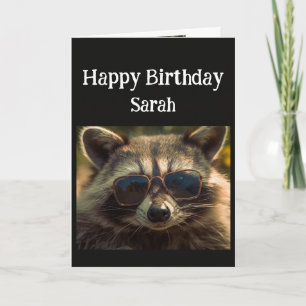 Carte Anniversaire Nom personnalisé Cool Soeur Raccoon