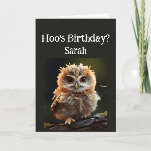 Carte Anniversaire Nom personnalisé Cute Little Owl Amus