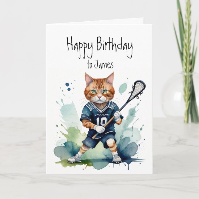 Carte Anniversaire Nom personnalisé Fun Cute Chat jouant (Devant)