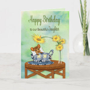 Carte Anniversaire - Notre fille - Souris en Tea Cup Rep
