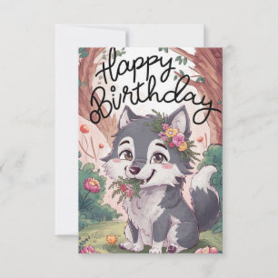 Carte Anniversaire numérique Pastel Woods Wolf