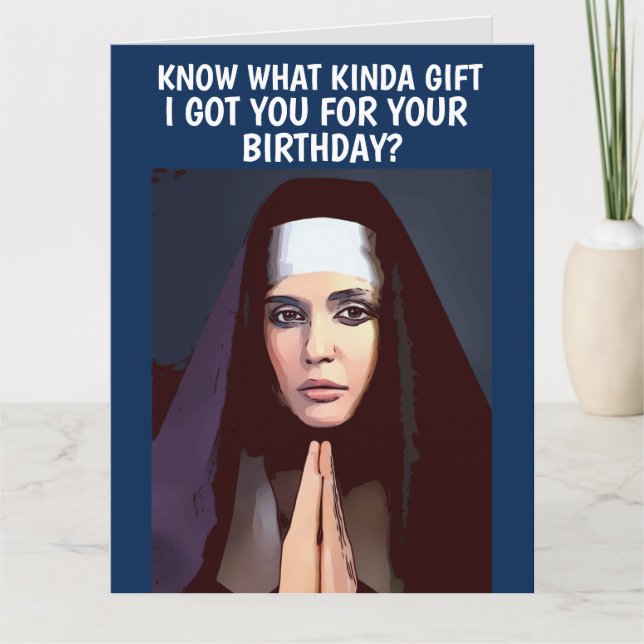 CARTE ANNIVERSAIRE NUN NUNS FUNNY GREETING CARD (Devant)