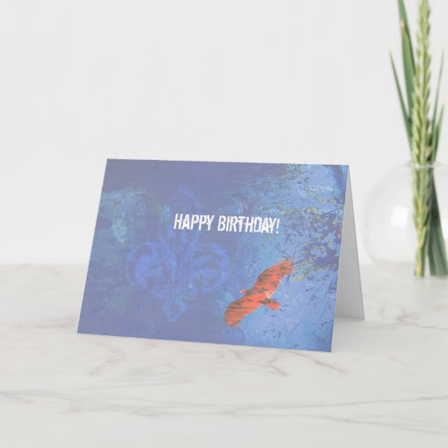 Carte Anniversaire Oiseau S'enfonçant Bleu Grunge (Devant)