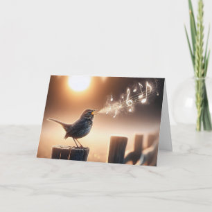 Carte Anniversaire Oiseaux chantant sur une clôture