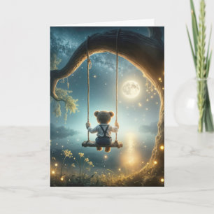 Carte Anniversaire Ours en peluche sur le paresseux avec
