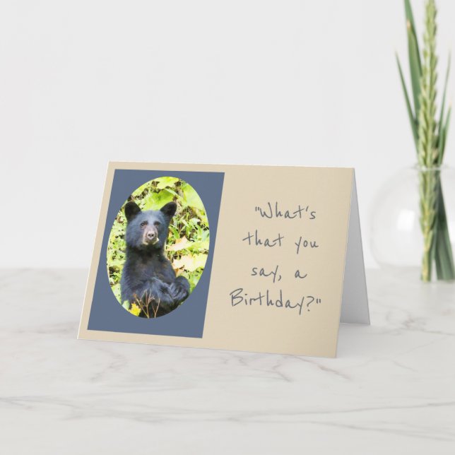 Carte Anniversaire Ours Mangez le gâteau Premier Humour  (Devant)