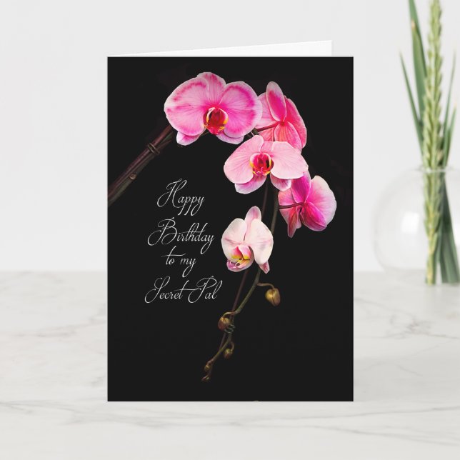 CARTE ANNIVERSAIRE - PAL SECRET/SOEUR - ORCHIDES DE FUCH (Devant)