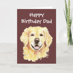 Carte Anniversaire papa Aquarelle Golden Retriever Chien
