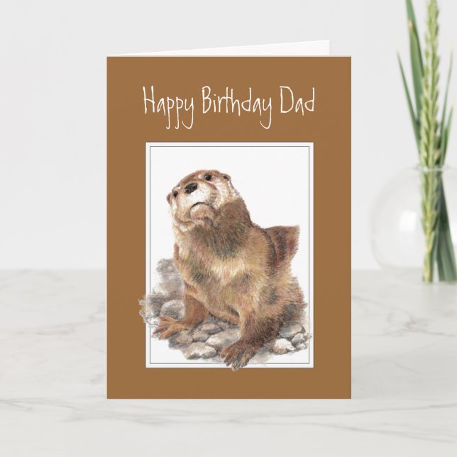 Carte Anniversaire papa, père, mignonne River Otter (Devant)