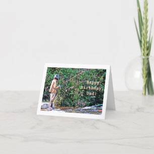 CARTE ANNIVERSAIRE/PÈRE/PÊCHEUR SUR RIVERBANK/PHOTOG.