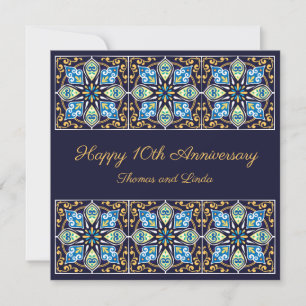 Carte Anniversaire personnalisable bleu Azulejos